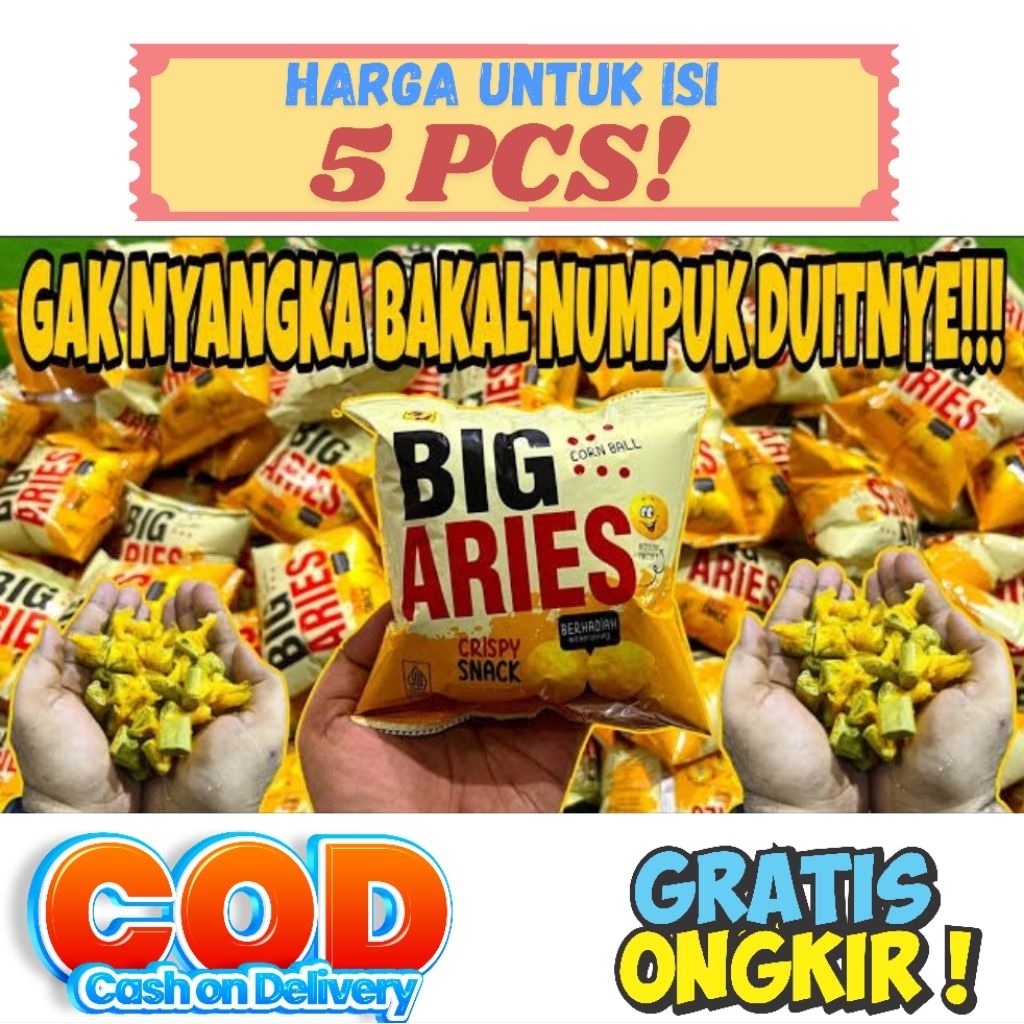 

Ciki Big Aries berhadiah uang tunai ( ISI 5PCS ) - Ciki berhadiah uang
