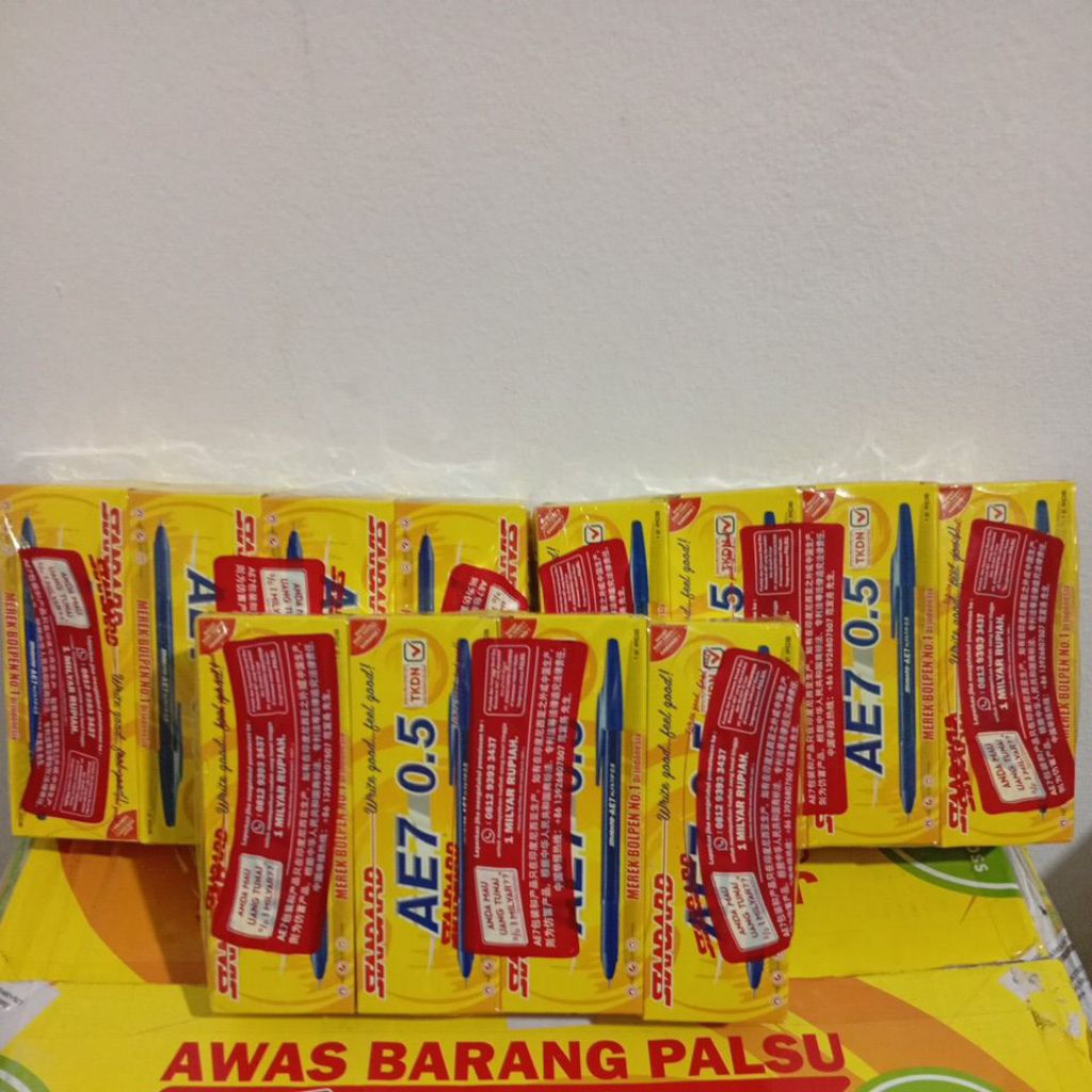 

Ay00! Pulpen STANDART AE7 0.5 Hitam/Biru (Harga Per 12 Pcs) 100%