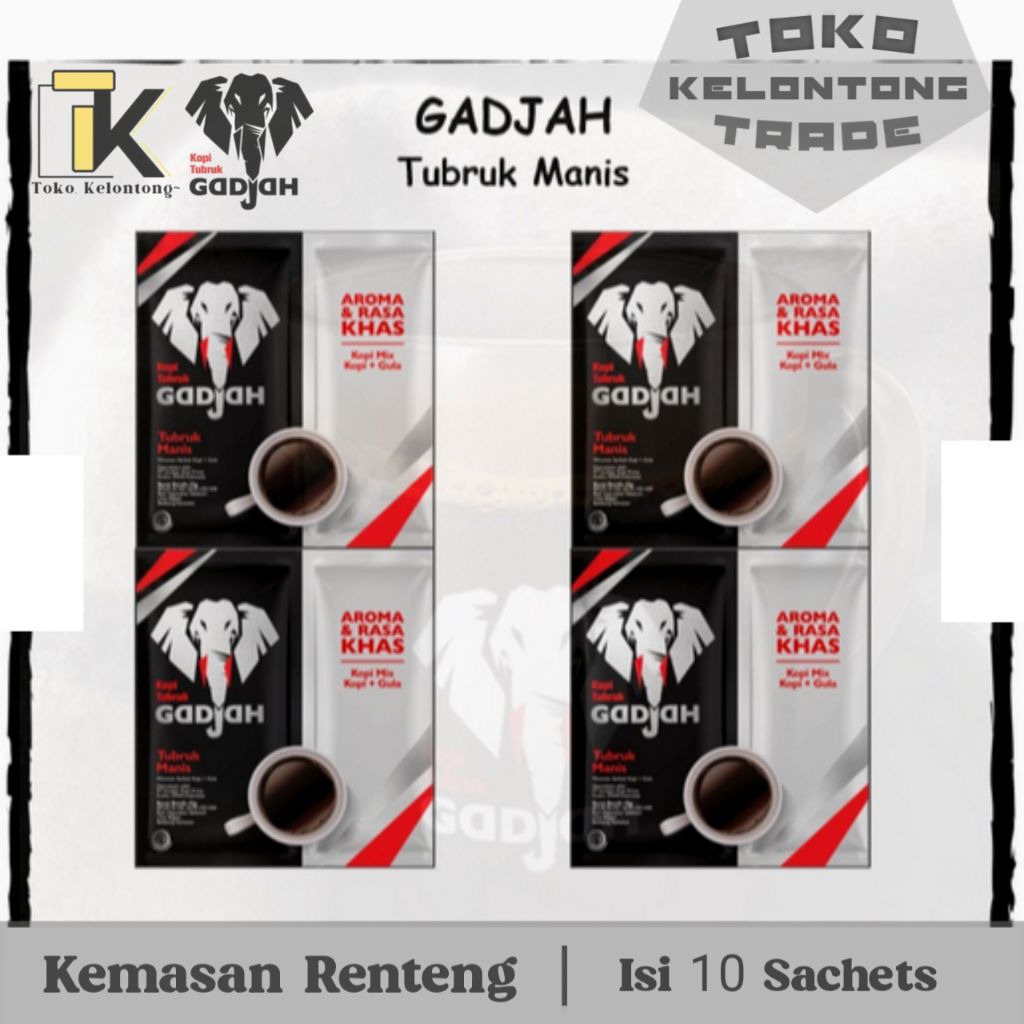 

Kopi Gadjah Manis Tubruk Pisah Gula 1 Dus isi 12 x 10 RTG
