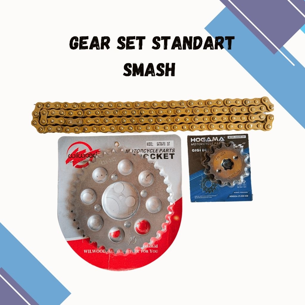 GEAR SET GIR SET SUSUKI SMASH LAMA STANDAR RANTAI EMAS GOLD