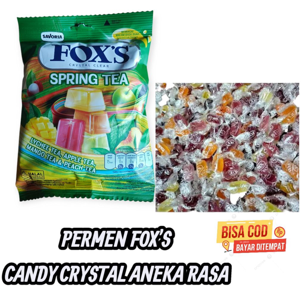 

Permen fox's Spring tea aneka rasa kemasan saset berat 90 gram
