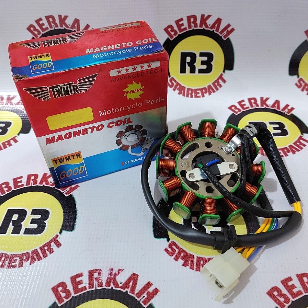 Spul Nozomi Srikandi 12 pole/lilitan/gulungan 88mm baut 2 motor roda tiga -Sedia sparepart motor rod