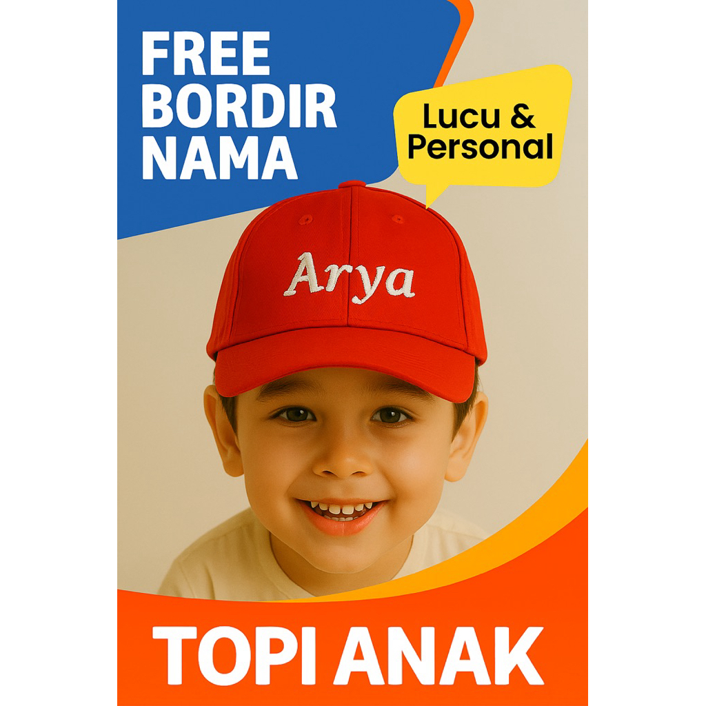Topi Anak 2-10 Tahun dan Dewasa FREE BORDIR NAMA