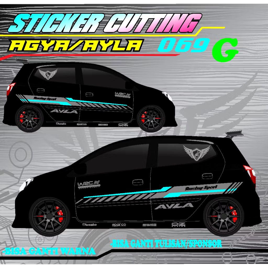 Sticker mobil ayla-agya sticker list terlaris mobil ayla-agya stiker mobil ayla-agya keren racing