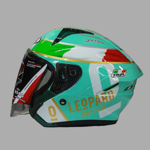 Helm DYR Subaru motif leopard warna green apple