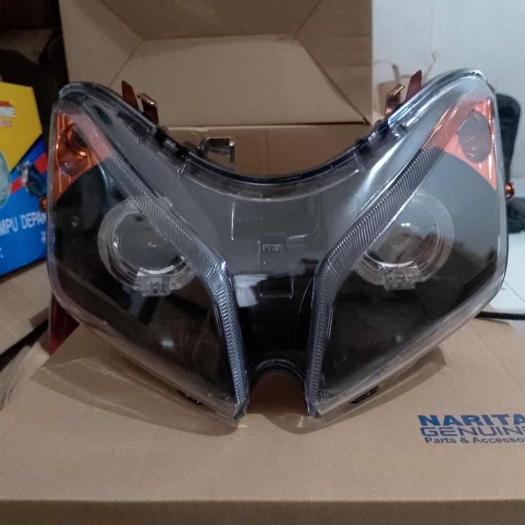 Reflektor Lampu Depan Vario CW 110 Old Lama Karbu Custome Hitam Orange Set Projie Billed 2,5 Inci Su