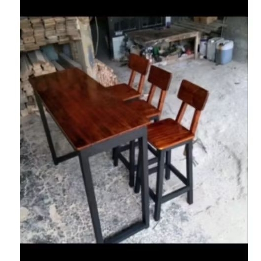 meja makan cafe resto bar set +3 kursi sender