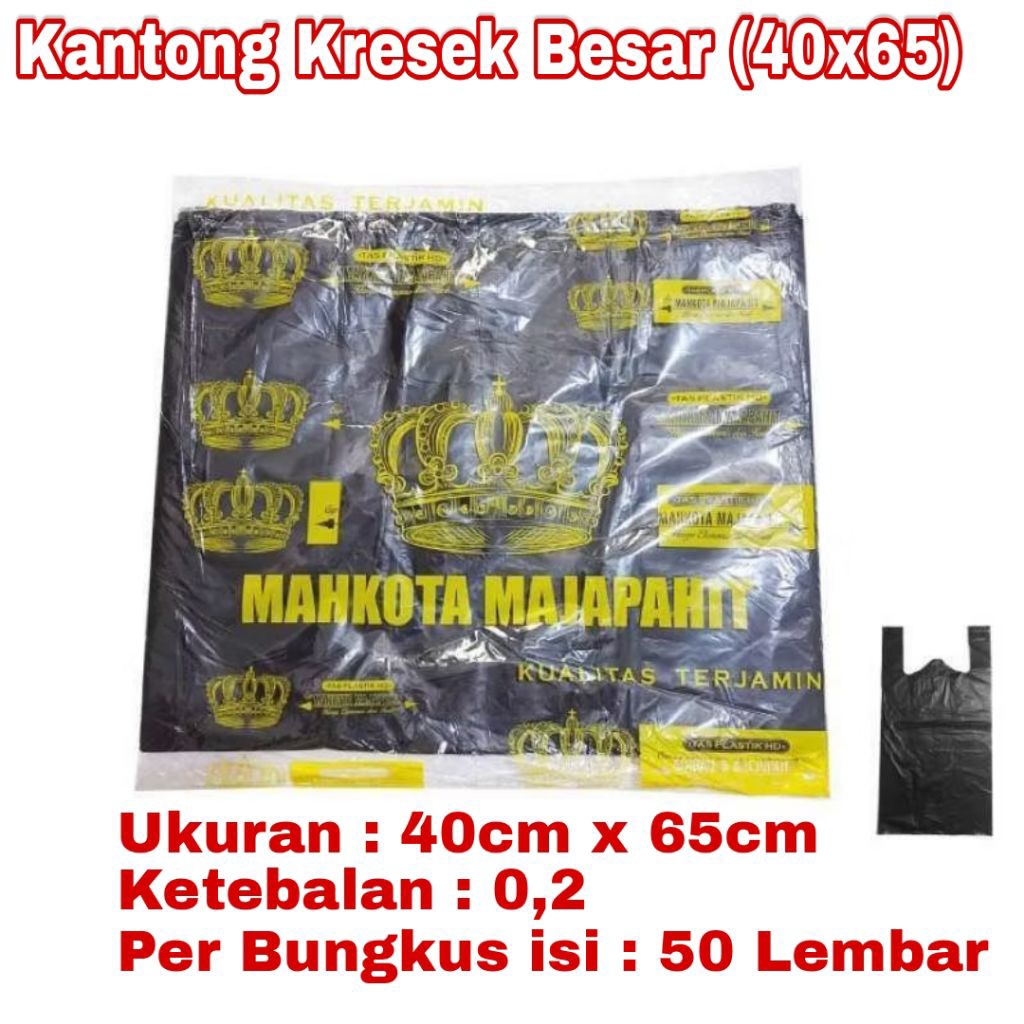 KANTONG KRESEK BESAR 40cmx65cm / Kantong Plastik Mahkota Majapahit
