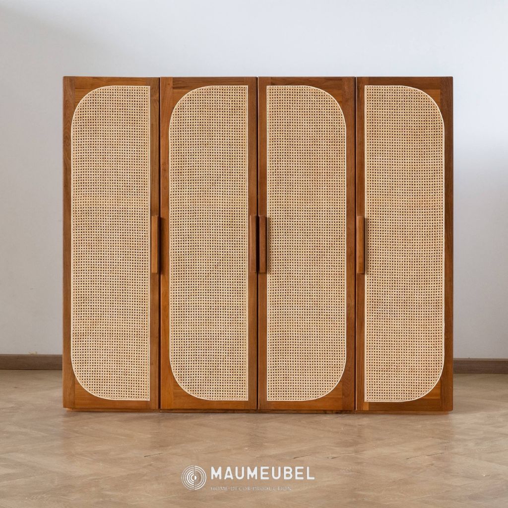 almari pakaian pintu 4 almari minimalis moderen kayu jati