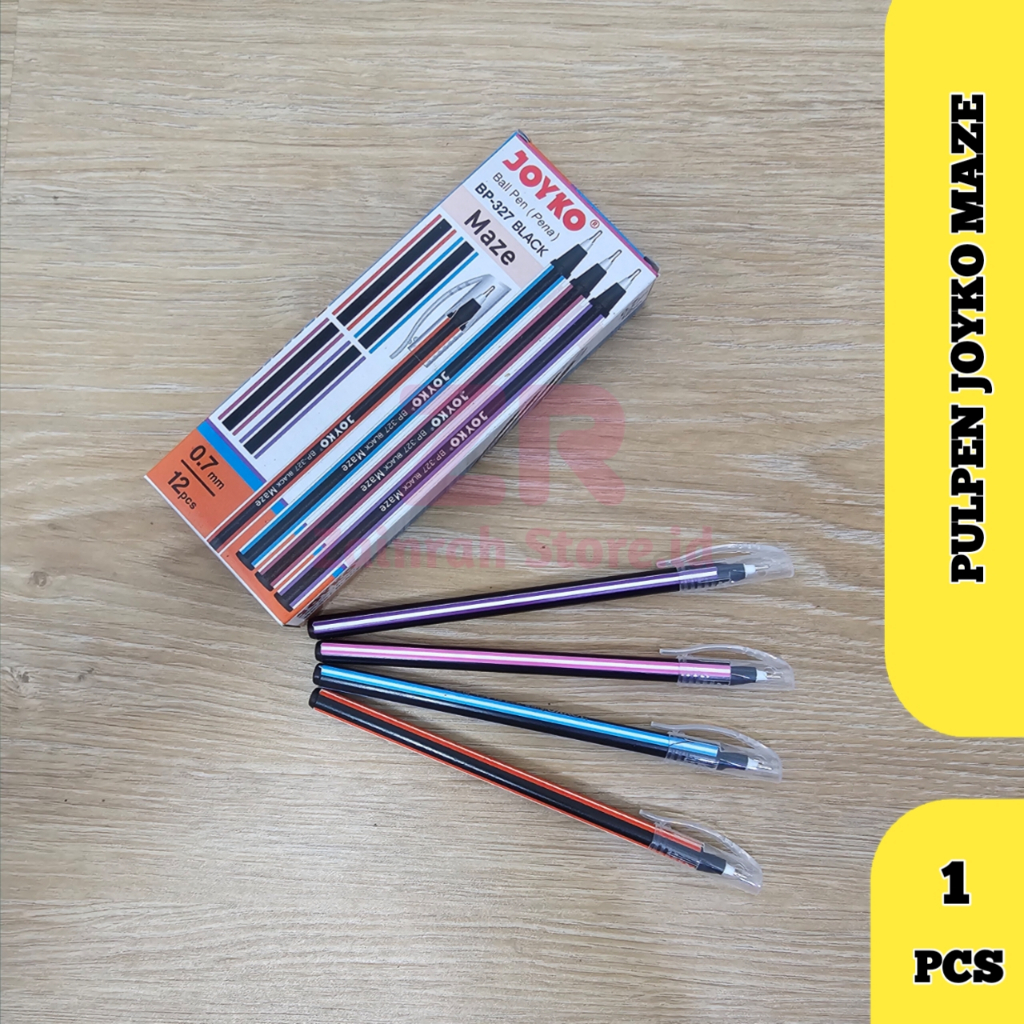 

Pulpen Joyko BP-327 Maze 0.7 mm, Ballpoint Bolpen Pena Grosir Warna Hitam isi 12 PCS