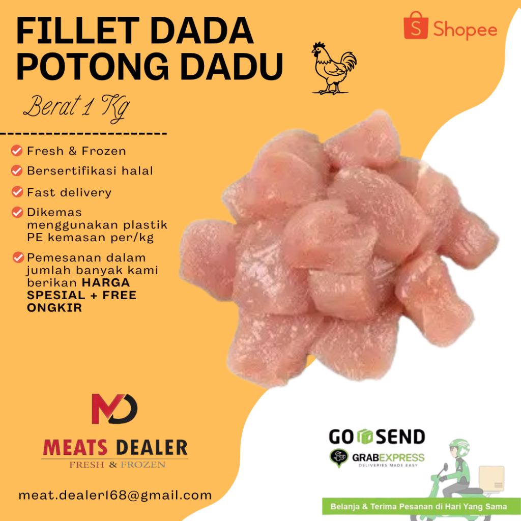 

Fillet dada potong dadu cubes / Boneless breast cutting cubes 1 Kg
