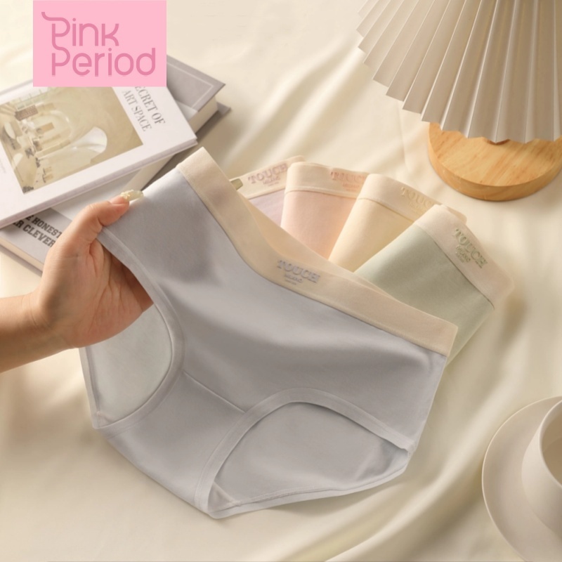 Pink Period 3PCS Celana Dalam Wanita Katun Surat Fashion CD Super Soft Bernapas Yang Menyerap Kering