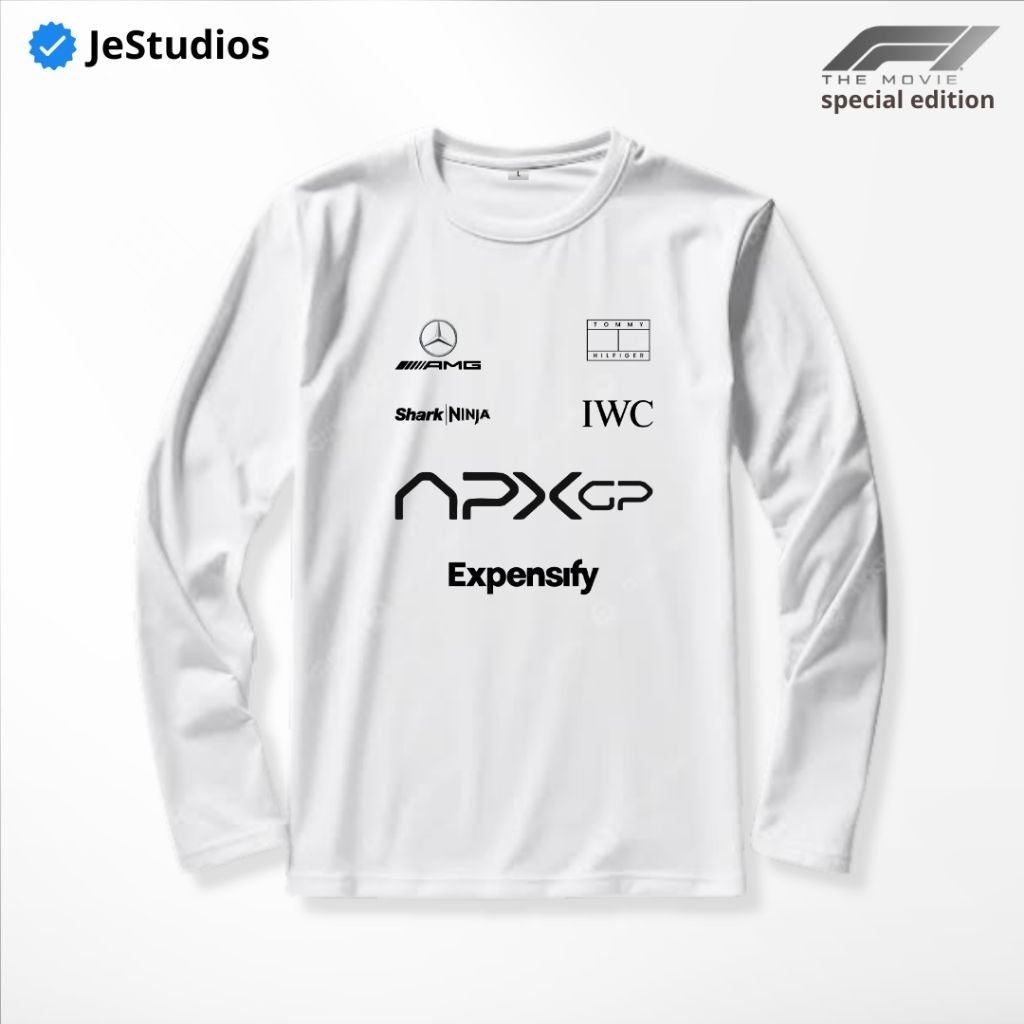 Tshirt APXGP F1 The Movie Long Sleeve White Cotton Combed