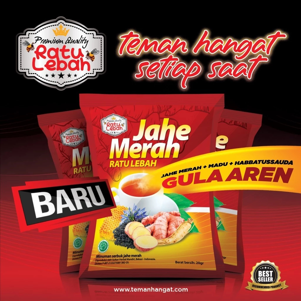 

Jahe Merah Sachet 1 Renceng (10 Sachet) Ratu Lebah Plus Madu Gula Aren Habbatussauda & Ginseng