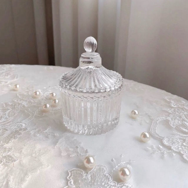 crystal jar wadah aksesoris kaca candy hampers carousel