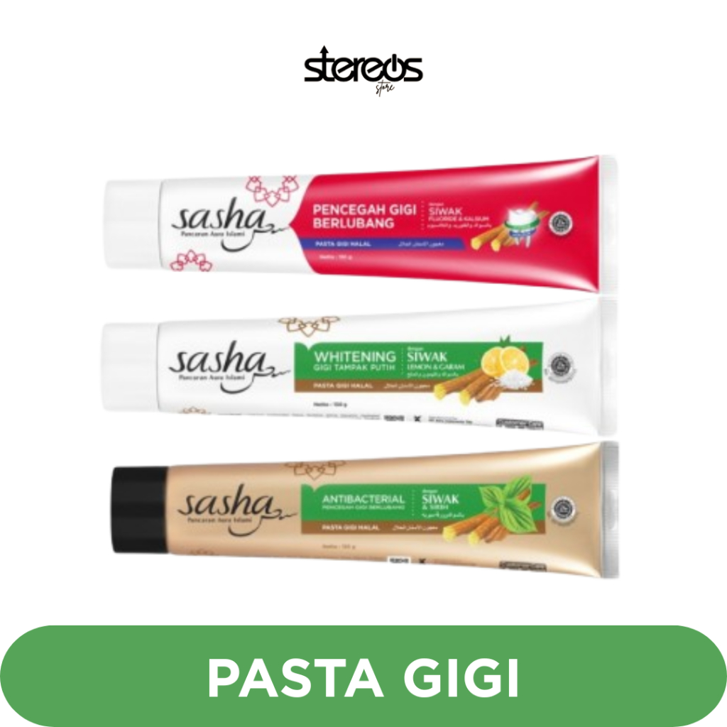 Sasha Pasta Gigi Siwak Herbal Antibacterial Whitening Pencegah Gigi Berlubang