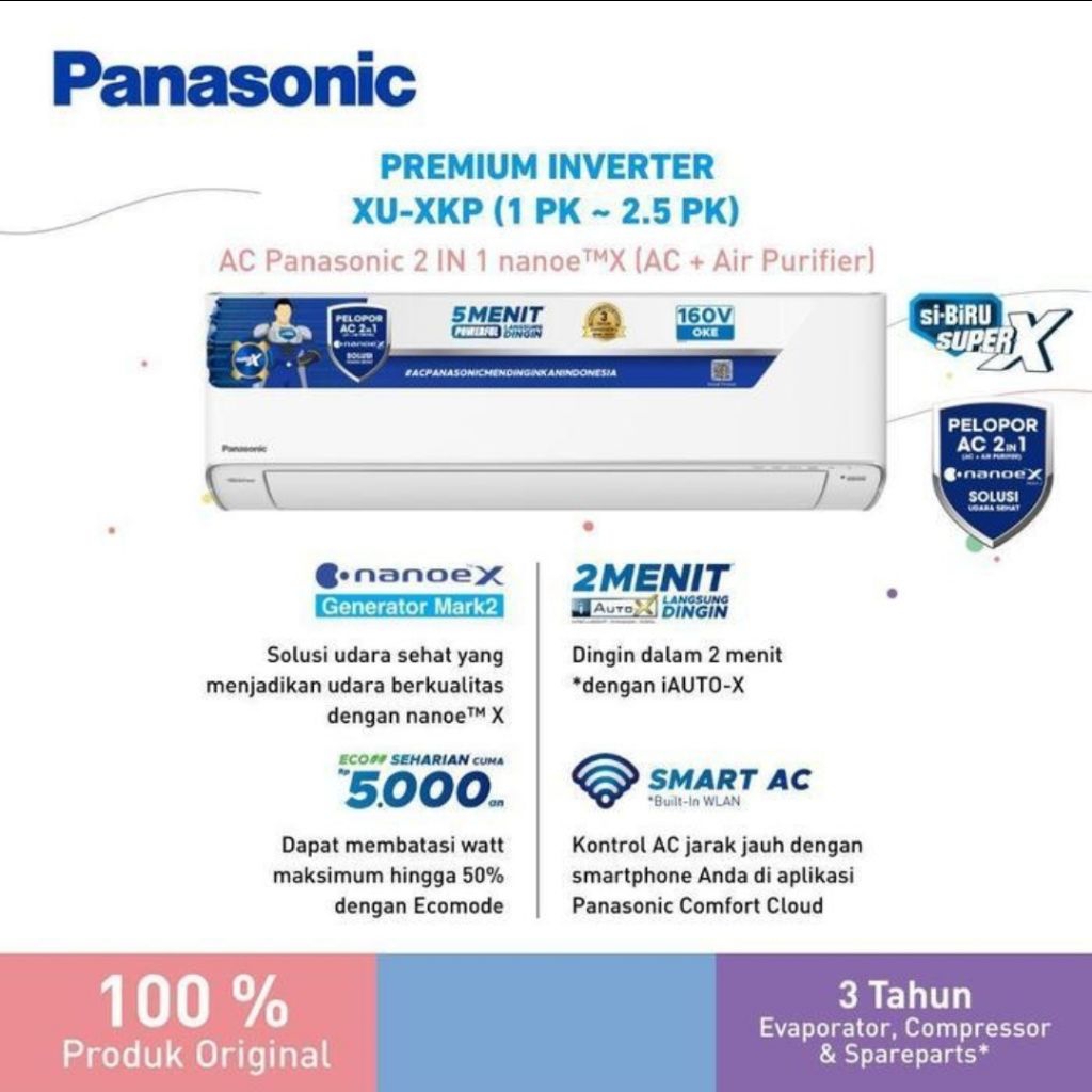 AC PANASONIC PREMIUM INVERTER 2PK XU18XKP ( UNIT ONLY)