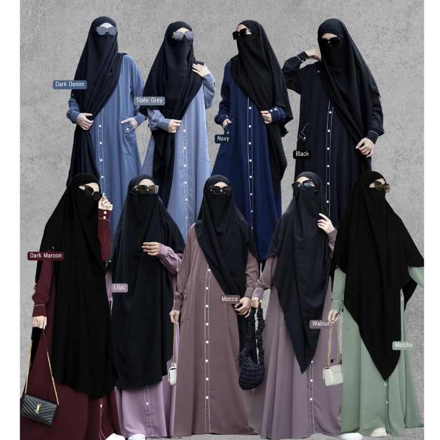 ABAYA BUTTON LINE BY KHIZAANAH SUNNAH DRESS POLOS BASIC CASUAL SYARI OUTFIT UMROH HAJI