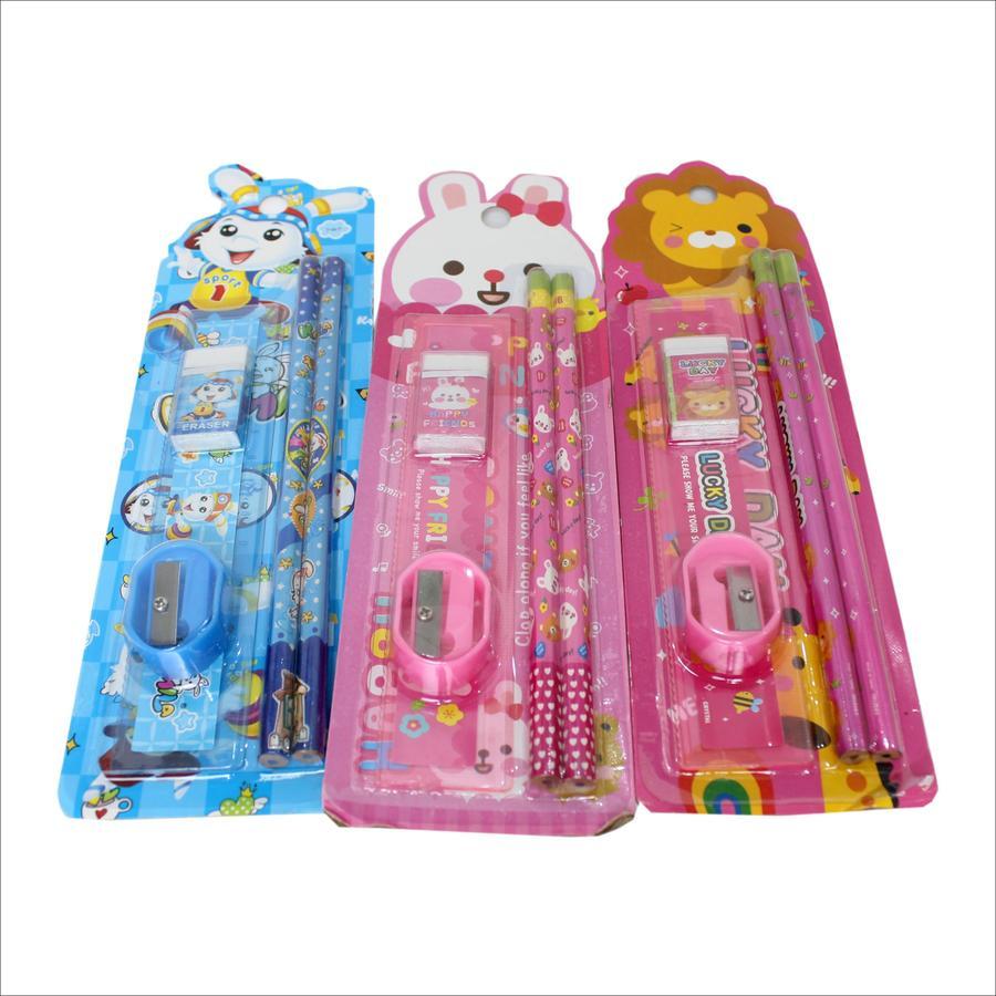 

Set Alat Tulis Stationery 5 In 1 Macam Warna Motif Karakter Kartun Hewan Edukasi Anak Kids School
