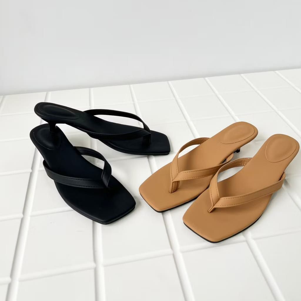 sandal jepit hak tinggi wanita fashion shoes