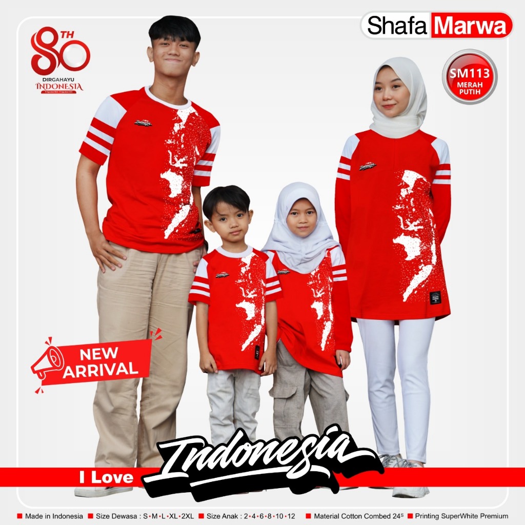 Baju Merah Putih 17 Agustusan - Kaos Seragam Couple Edisi Kemerdekaan Agustus SM113