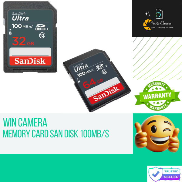 Memory Card Kamera 32GB 64GB 100MBPS San Disk SD Card / Sandisk memory card / Memory card Kamera / M