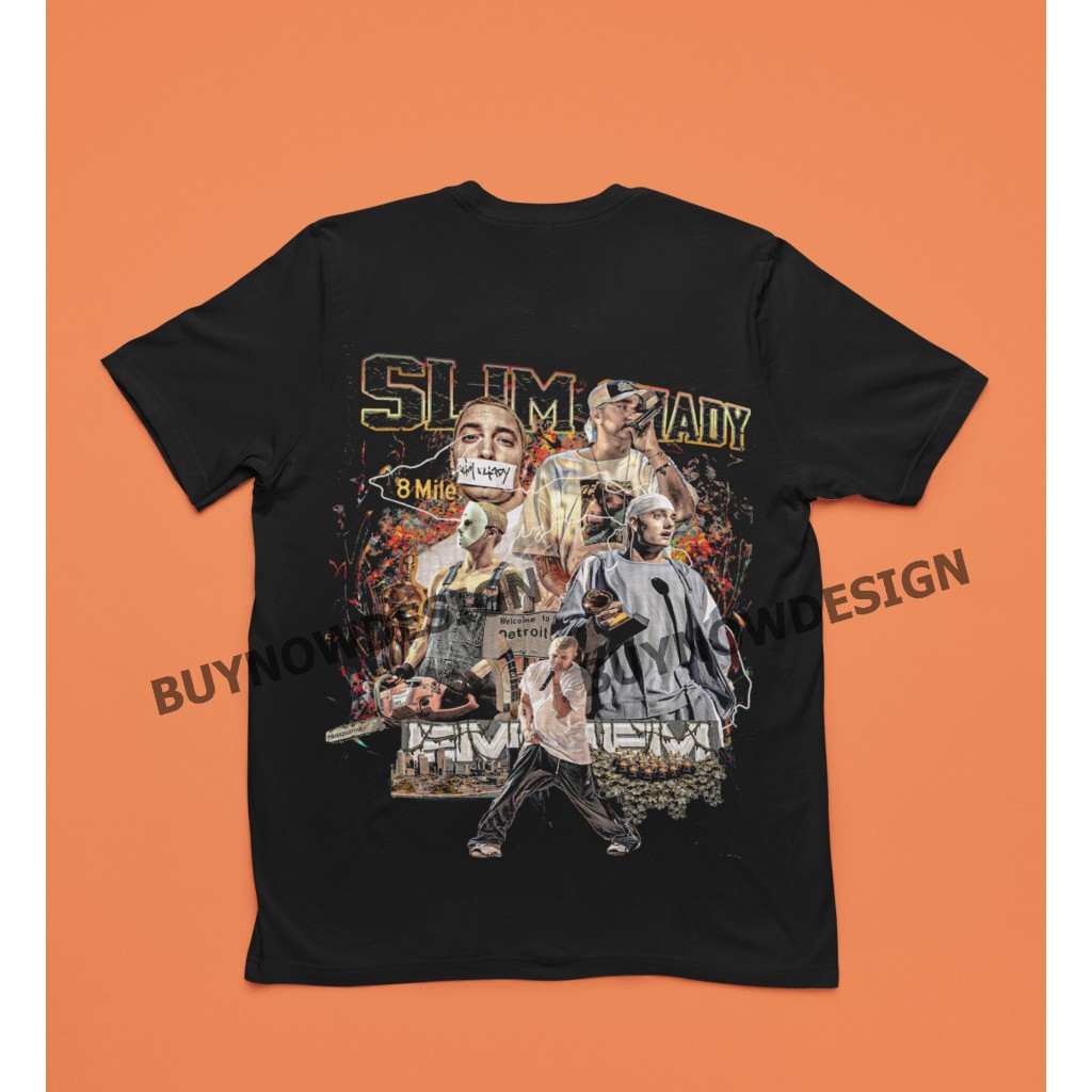 KAOS OVERSIZE HITAM WASH EMINEM T SHIRT PREMIUM PRIA WANITA COTTON COMBED 24s