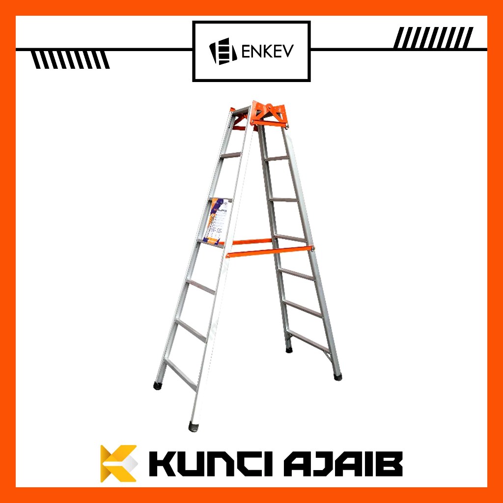 ENKEV Tangga ALUMUNIUM 8 Step 250 cm 2.5 M - Tangga Lipat Rumah Ladder Aluminium