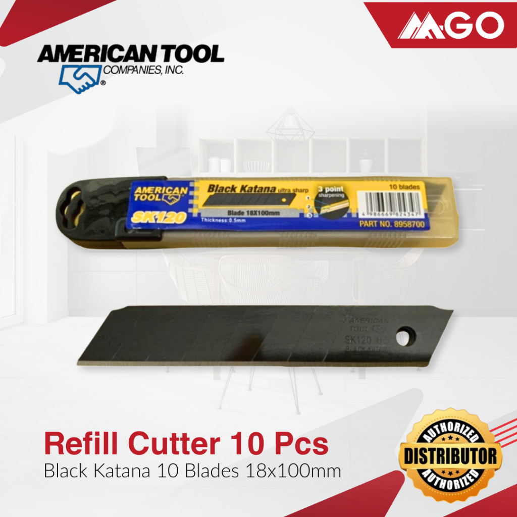 

Refill Pisau Cutter / Reffil Cutter Black Katana 10Pcs American Tool
