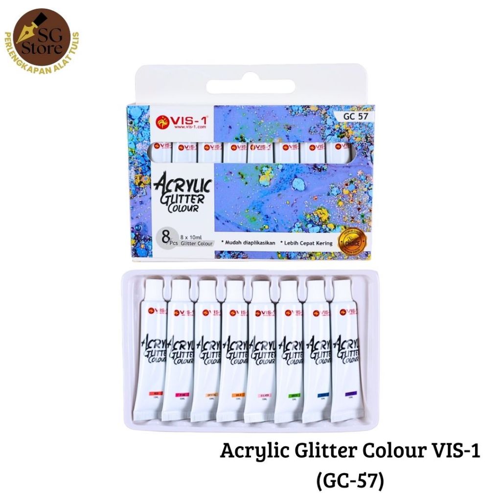 

VIS-1 - Acrylic Glitter Colour Set 8 x 10ml / Cat Akrilik Glitter