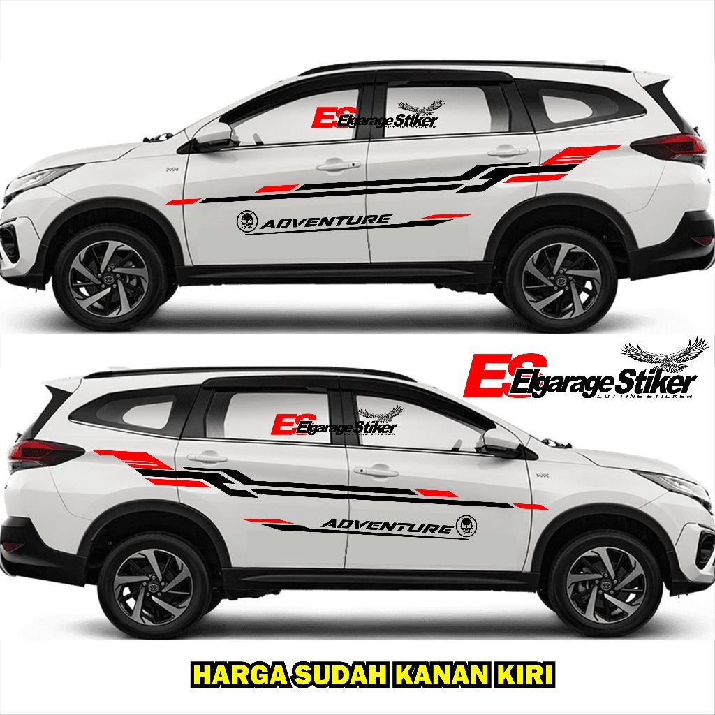 Stiker mobil toyota rush terios stiker cuting body samping mobil new rush terios - elgarage03