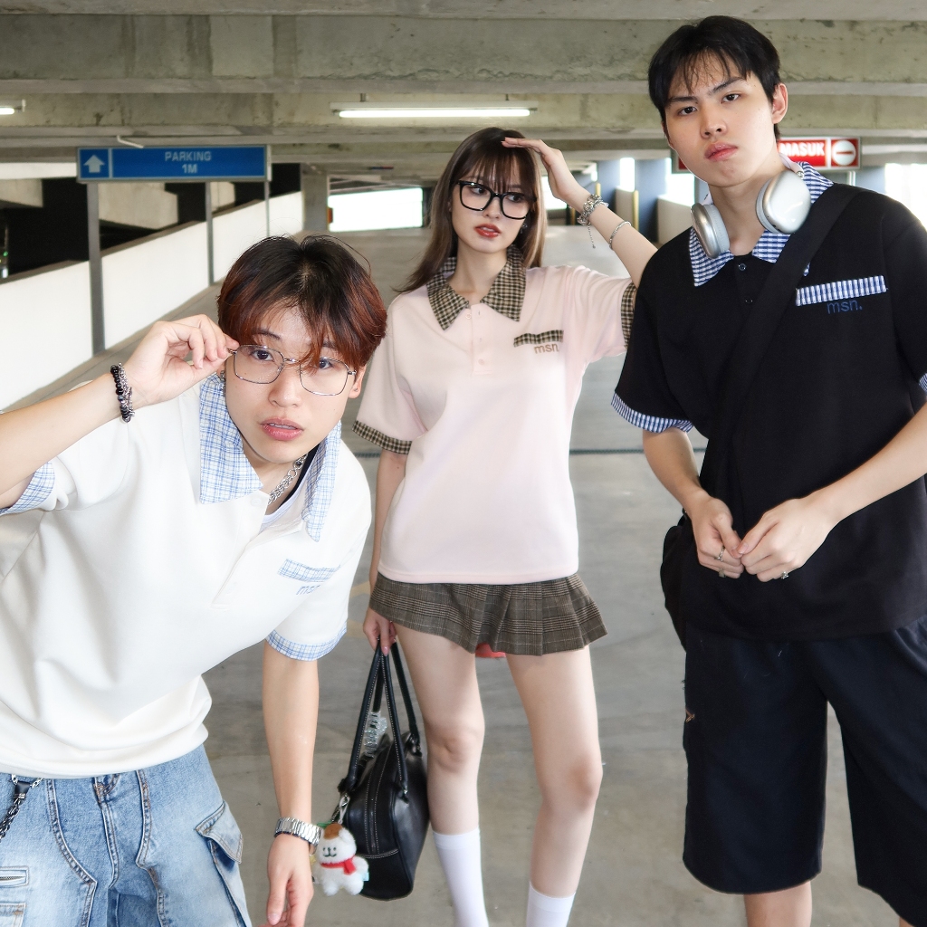 MAESON Stripe Collared Tee Unisex