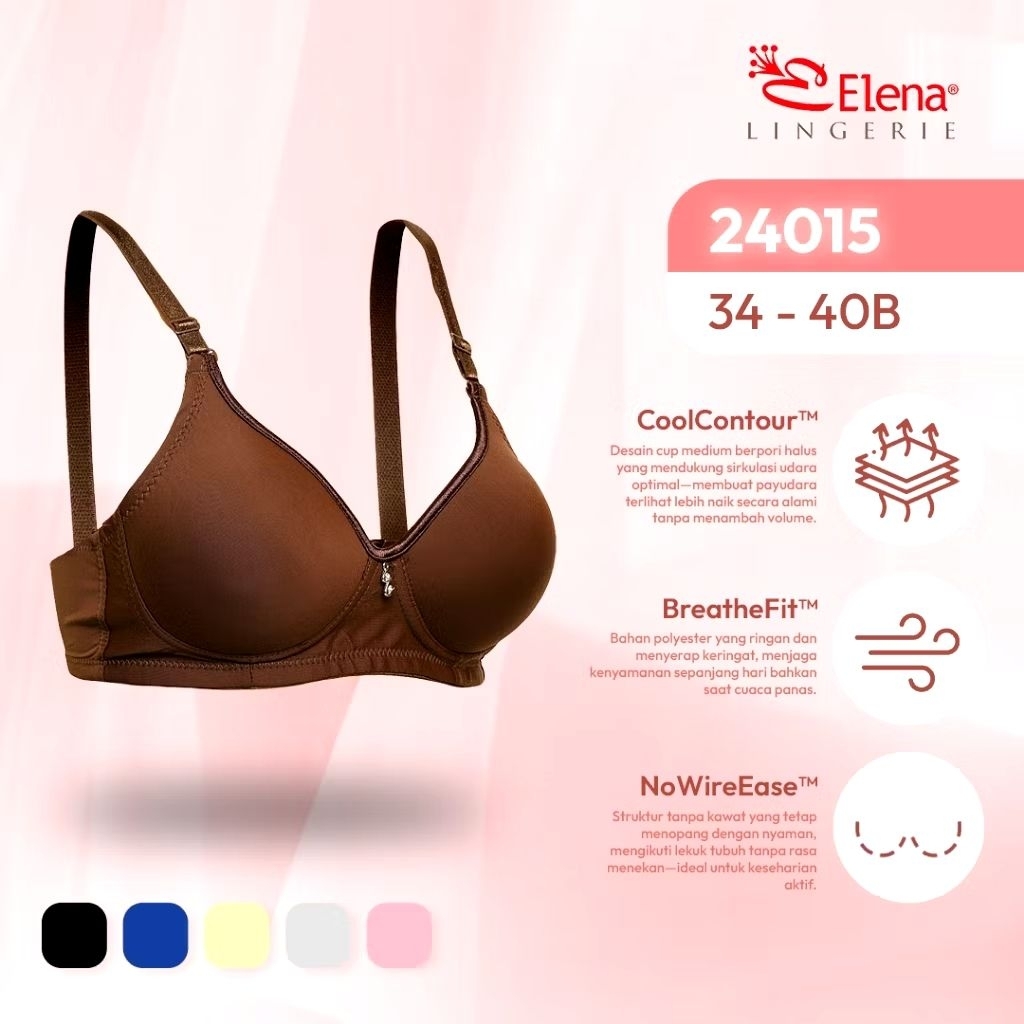 Elena Basic Bra BH Cup B Tanpa Kawat Polos 28815 / 24015 - BH Wanita Busa Tipis