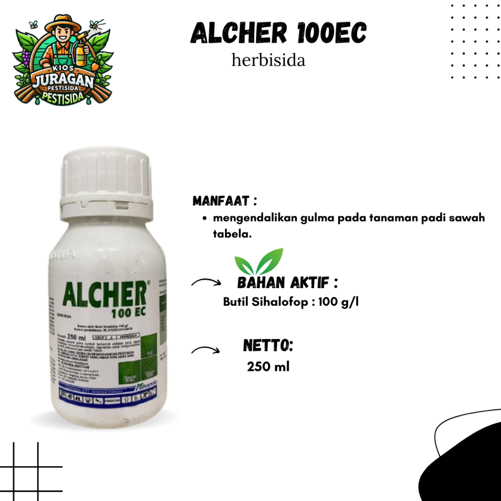 ALCHER 100EC 250ML HERBISIDA Mengendalikan Gulma di Pertanaman Padi Sawah Tabela.
