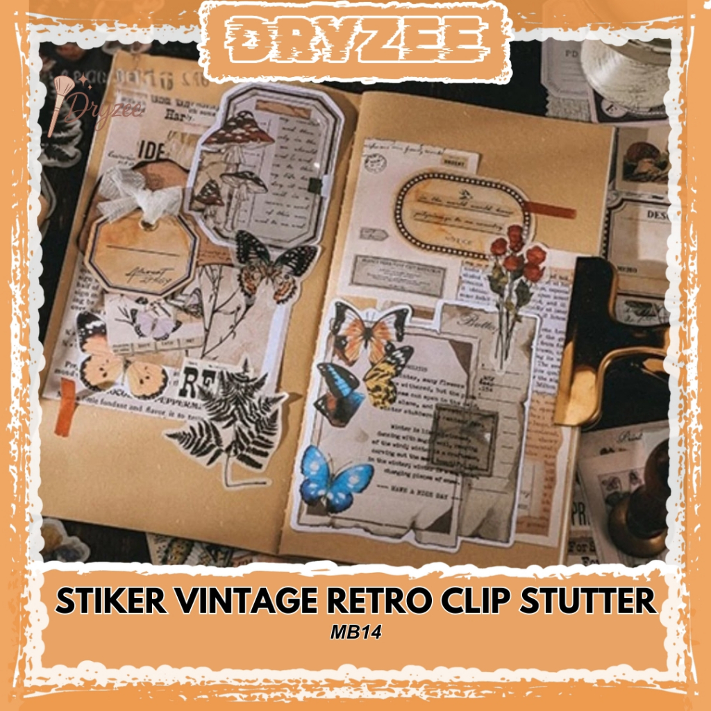 

Kertas Deco Paper Kertas Sticker Vintage Aesthetic Retro Clip Stutter 200 Lembar - MB14