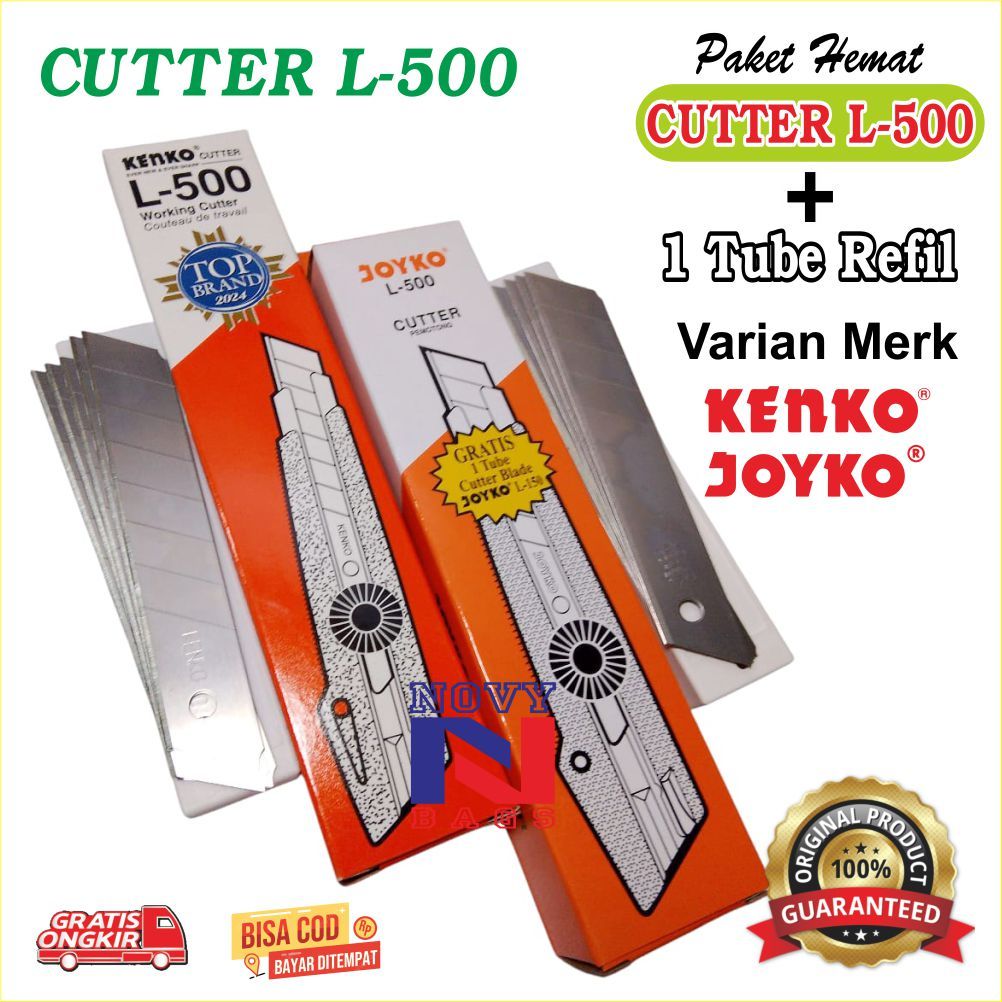 

CUTTER BESAR JOYKO L - 500 CUTTER BESAR KENKO L - 500 (18 Mm Blade) PAKET CUTTER + 1 TUBE REFIL