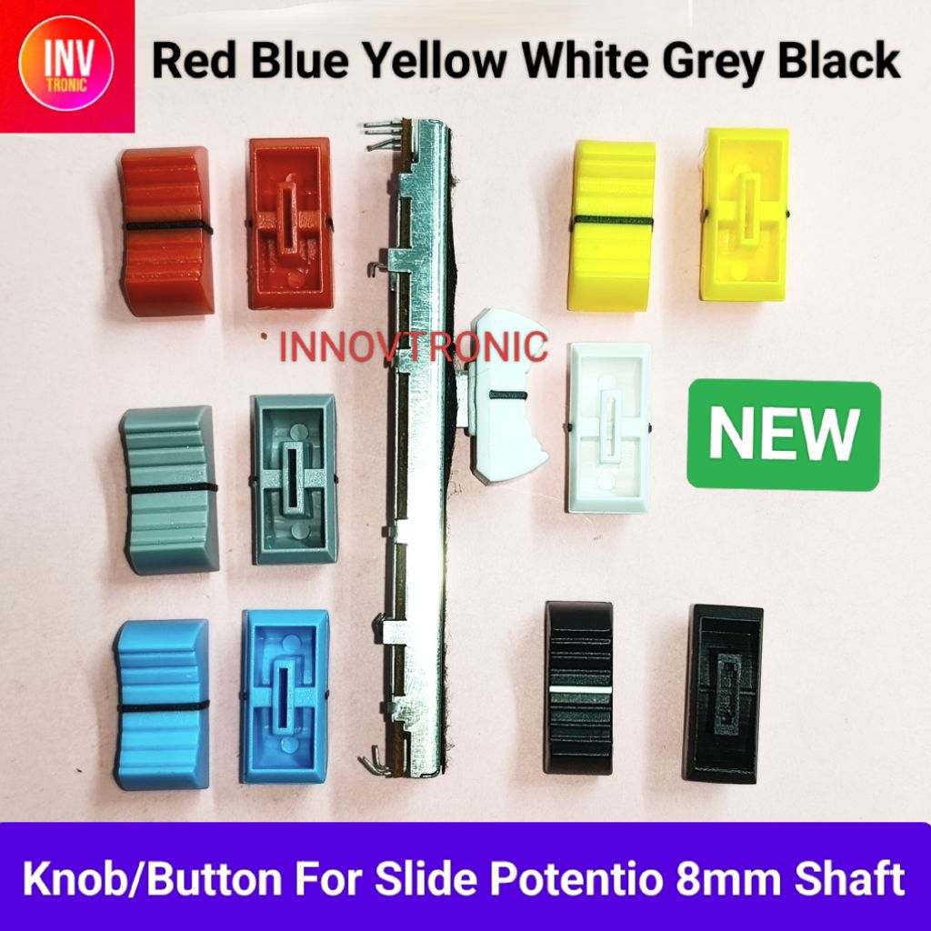 NEW Knob / Button Slide Potentio 8mm Shaft For Audio Mixer Amplifier Knop Potensio Geser Red Blue Ye