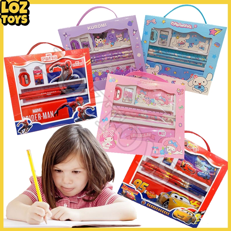 

LOZTOYS Kartun Stationery Set 7 in 1 Alat Tulis Anak Pensil Penghapus Penggaris Pensil Serutan Kit