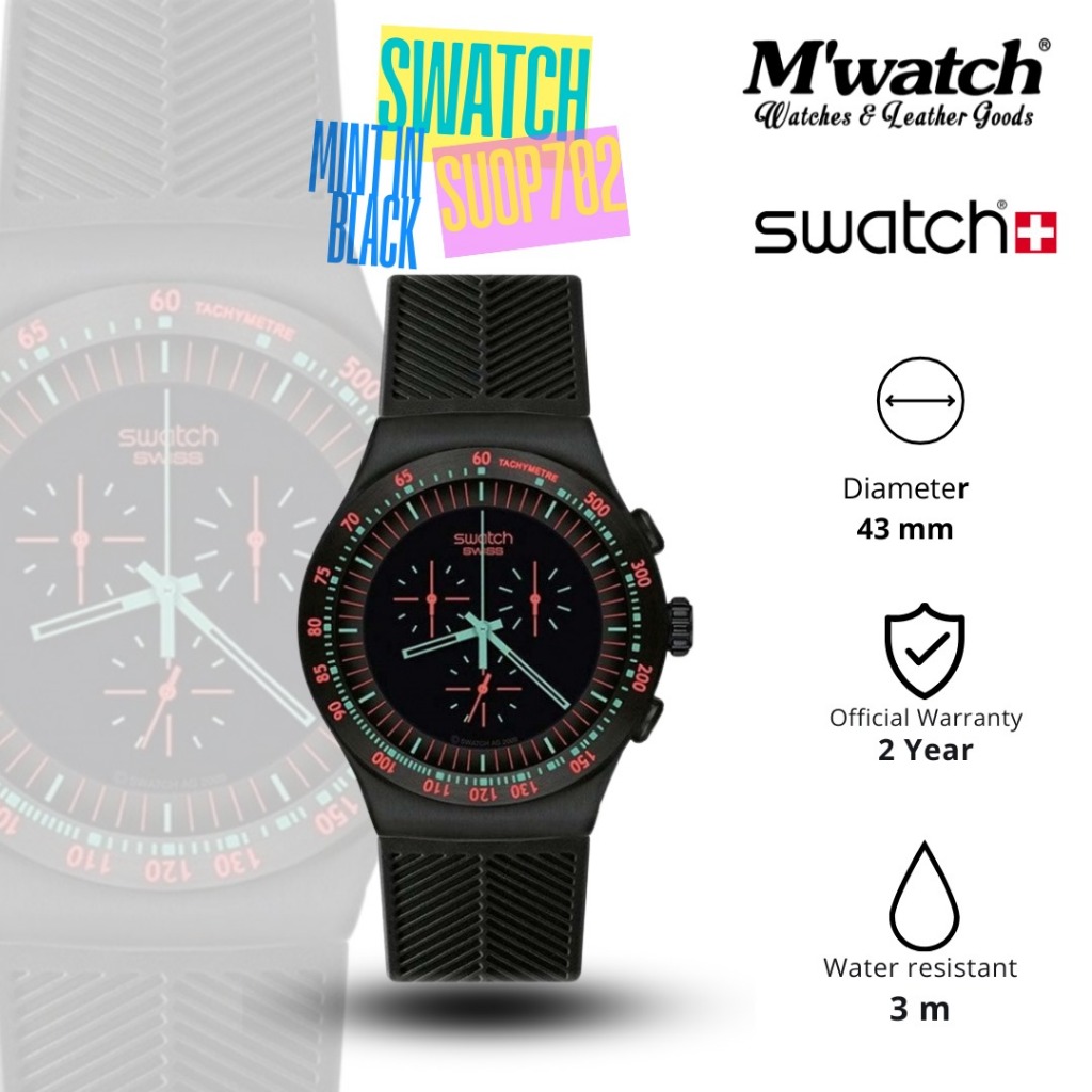 JAM TANGAN SWATCH MINT IN BLACK (SECOND)