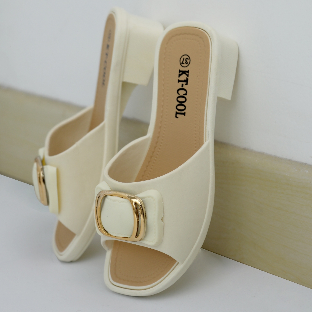 KT-COOL Sandal Hak Pendek Wanita Elegan Selop  Hak Tahu Empuk & Stylish Ukuran 37-40 7001