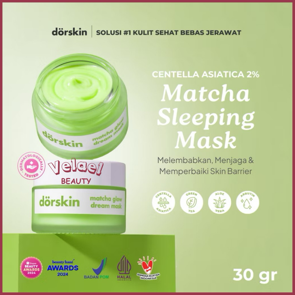 DORSKIN MATCHA Glow Dream Sleeping Mask|Brightening mask 30ml | Matcha Sleep Mask