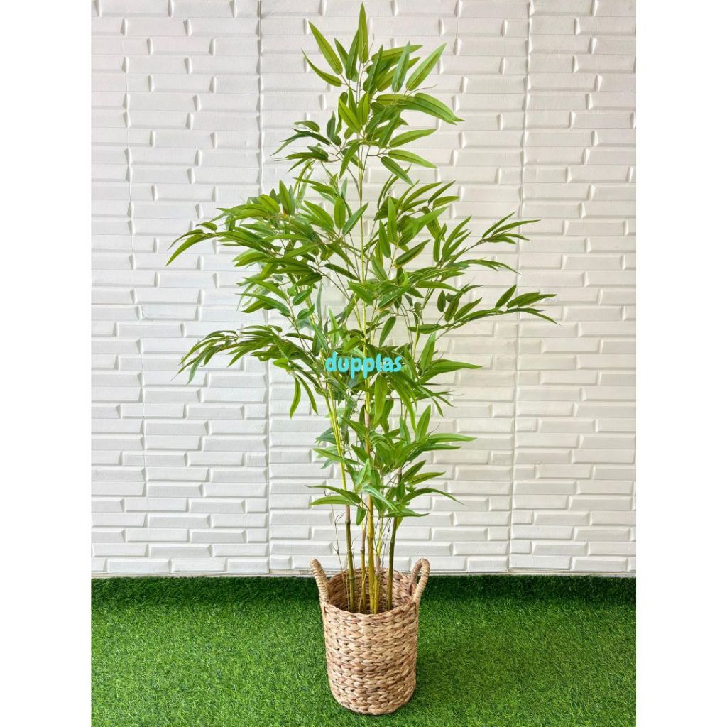 Pohon Hias Tanaman Artificial Bambu Hijau Semilatex Cover Pot Eceng Gondok Handle Dekorasi Rumah Paj