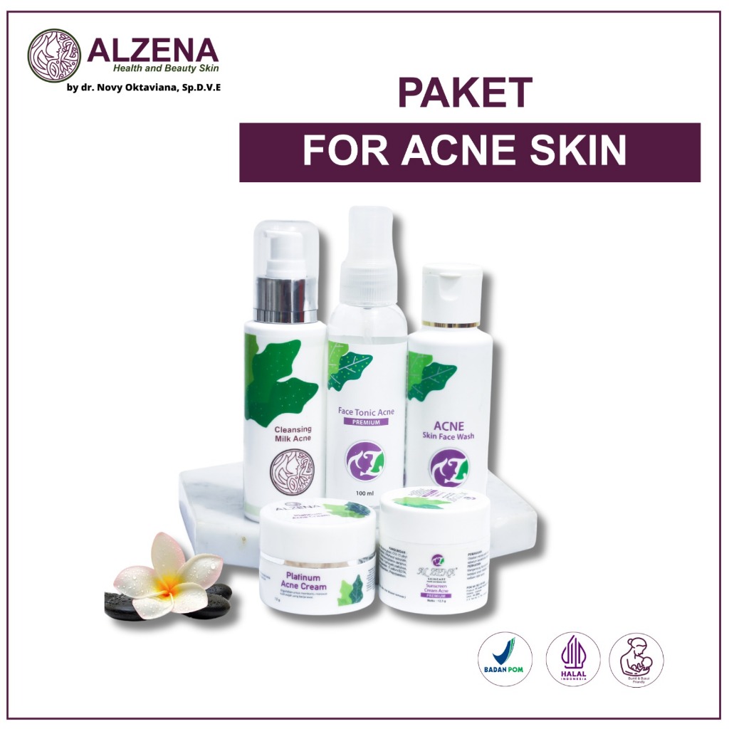 ALZENA Paket Skincare Jerawat (Acne Wash, Toner Acne, Milk Cleanser Acne)