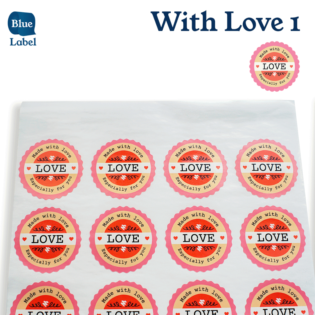 

Stiker 'With Love' untuk Jualan | Stiker Segel Kemasan Olshop & Produk Handmade