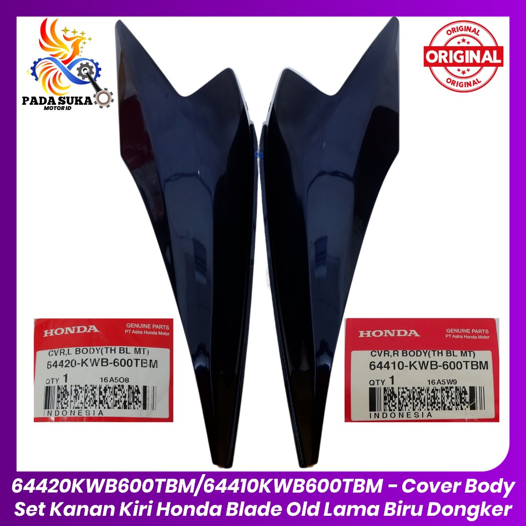 Cover Body Set Kanan Kiri Honda Blade Old Lama Biru Dongker - 64420KWB600TBM/64410KWB600TBM Original