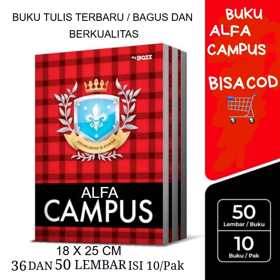 

BUKU TULIS CAMPUS ALFA PREMIUM 50/36 Lembar ( isi 10 Buku )// ALFA CAMPUS PREMIUM BOXY 50 LEMBAR 1 PACK ISI 10 PCS
