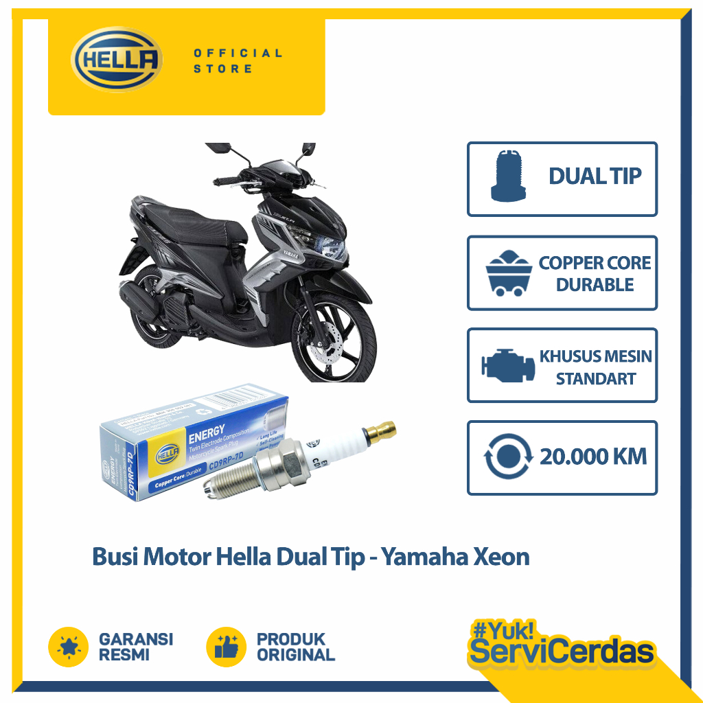 Busi Motor Yamaha Xeon Hella Dual Tip CD9RP-7D - Busi Xeon