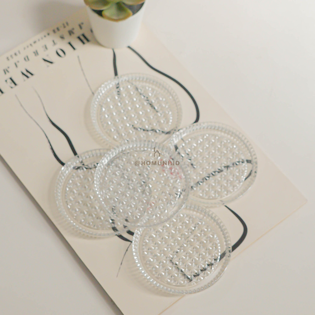 Lepek Kaca Bunga/Tatakan Gelas Kaca/Coaster Kaca/Lepek Beling Mini/Piring Kecil