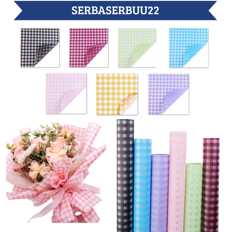 

Isi 20 LEMBAR Kertas Bunga Buket Motif Gingham Plaid Square Kotak Kotak Flower Wrapping Cellophane KB020 SS22
