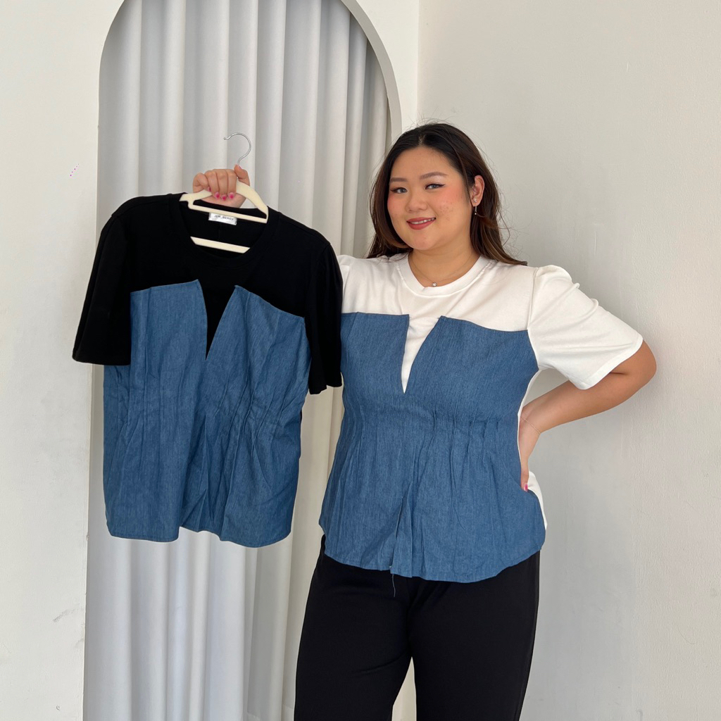 Duchess Atasan Jeans Tshirt Sillva / Atasan Bigsize Kemben Jeans/ Atasan Bigsize Duchess / Atasan Je